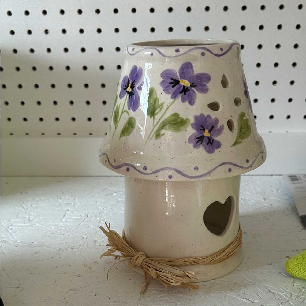 Carlton Cards Ceramic Candle Holder with Purple Floral Design